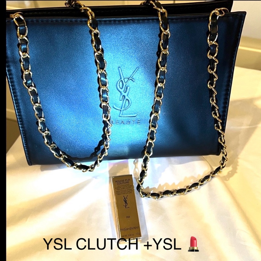 🆕YSL Black Shoulder Clutch + NEW YSL Satin lipstick 💄 RM